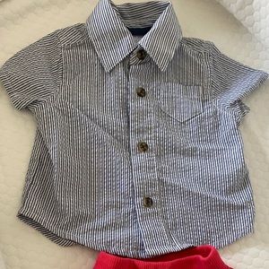 Newborn button up and shorts set